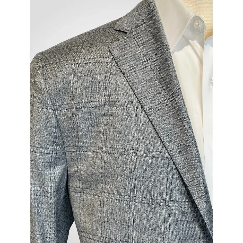 Hart Schaffner Marx New York Fit 48R 41x27 Blue Plaid Classic Suit